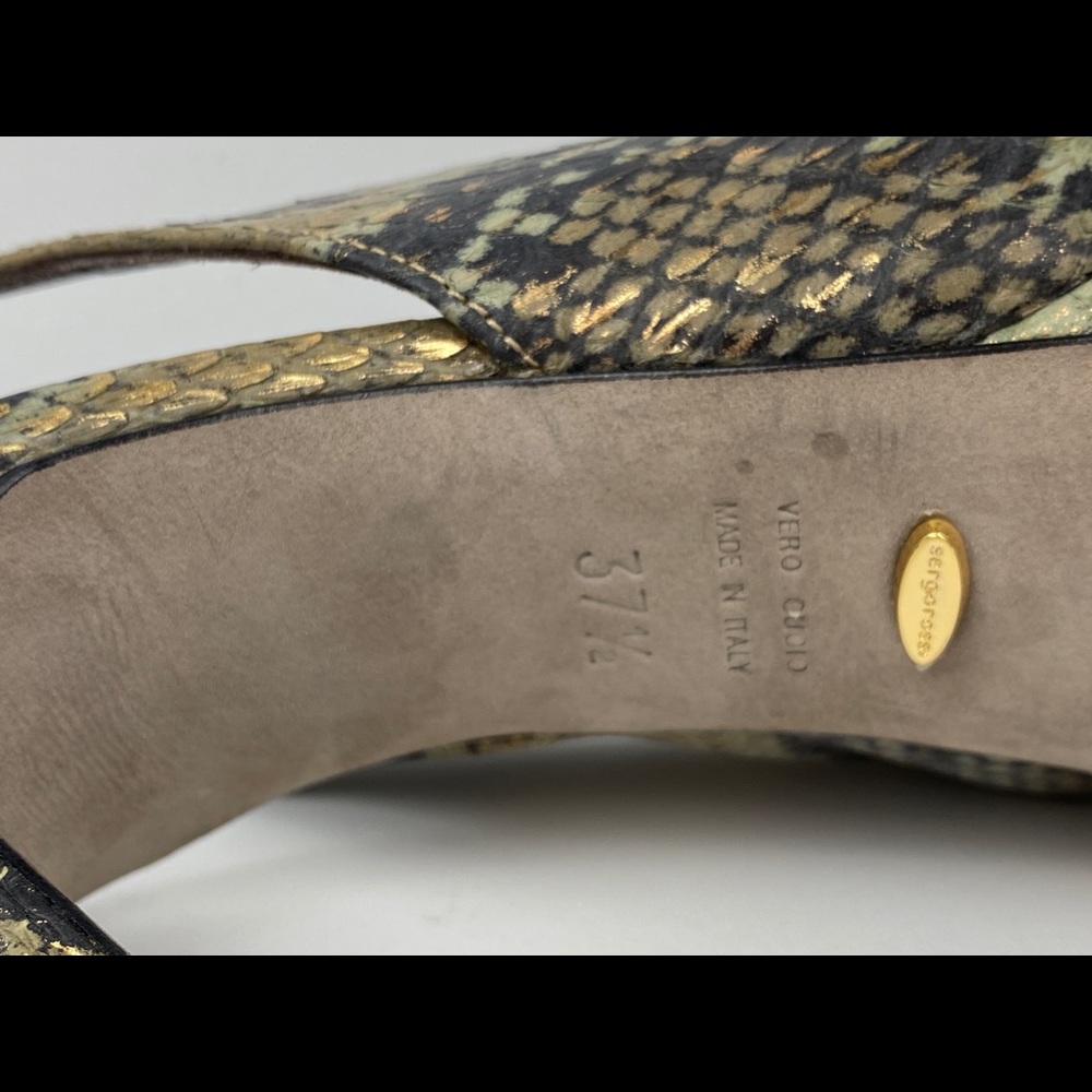 EUC SERGIO ROSSI METALLIC SNAKE PRINT PLATFORMS - Picture 6 of 7